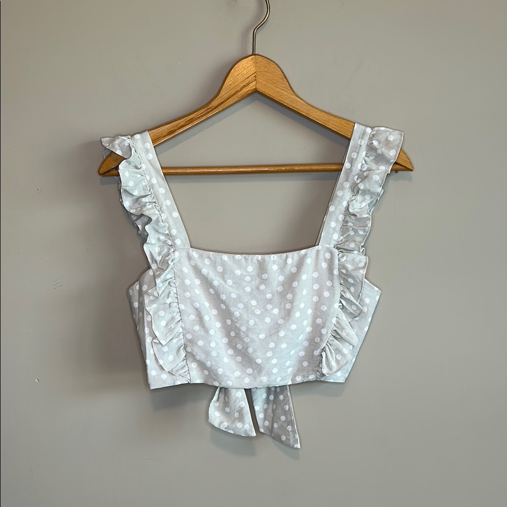 Showpo Cream Ruffled Crop Tank Top